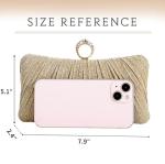 Rhinestone Pleated Evening Clutch in Gold