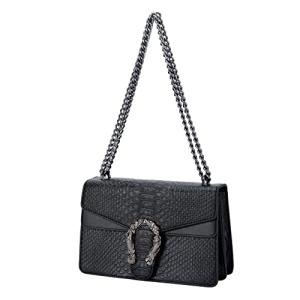 Vintage Snake Print Leather Shoulder Bag for Women