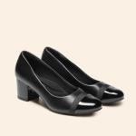 Sleek Black Low Block Heel Pumps for Women