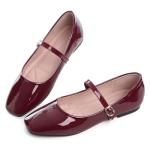LUXINYU Red Patent Leather Mary Jane Flats