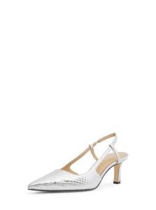 Michael Kors Silver Alora Mid Sling Pump, Size 7