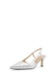 Michael Kors Silver Alora Mid Sling Pump, Size 7