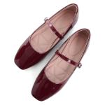 LUXINYU Red Patent Leather Mary Jane Flats