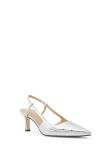 Michael Kors Silver Alora Mid Sling Pump, Size 7