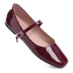 LUXINYU Red Patent Leather Mary Jane Flats
