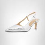 Michael Kors Silver Alora Mid Sling Pump, Size 7