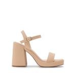 GISELLE Open Toe Chunky Block Heels in Nude