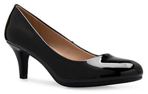 Olivia K Women's Black Patent Kitten Heel Pumps