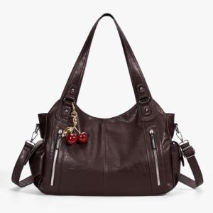 Soft Leather Slouchy Hobo Bag in Coffee
