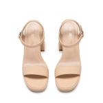 GISELLE Open Toe Chunky Block Heels in Nude