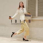 IDIFU Black Round Toe Chunky Heels for Women