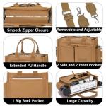 ZHMO Brown Canvas Tote Bag with Zipper Compartments