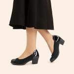DREAM PAIRS Black Chunky Block Heels for Work