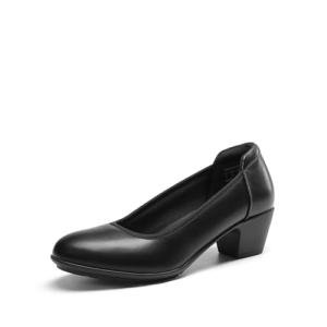 DREAM PAIRS Women's Black Low Chunky Heels