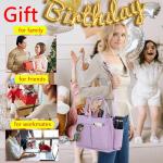 ZHMO Brown Canvas Tote Bag with Zipper Compartments