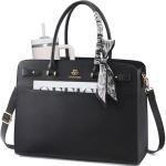 LOVEVOOK Women's Black Leather Laptop Tote Bag