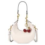 Trendy White Faux Leather Top Handle Bag