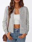 Chic Grey Cropped Cardigan for Early Fall Fashion