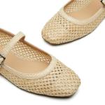 Beige Women's Woven Mary Jane Flats, Size 8
