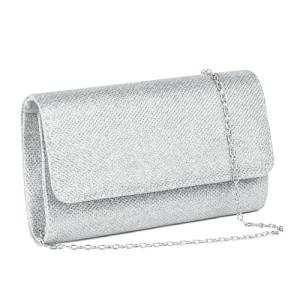 OSDUE Silver Glitter Evening Clutch Bag