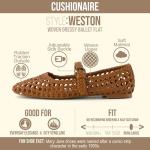 Cushionaire Mary Jane Woven Flats in Cognac