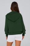 Trendy Dark Green Zip-Up Hoodie for Women