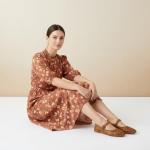Cushionaire Mary Jane Woven Flats in Cognac