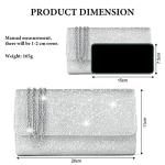 OSDUE Silver Glitter Evening Clutch Bag