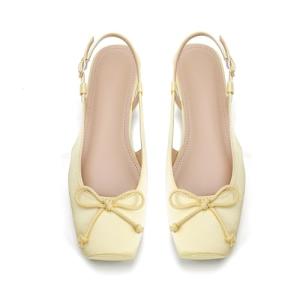 Chic Yellow Bow Slingback Ballet Flats for Women