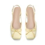 Chic Yellow Bow Slingback Ballet Flats for Women