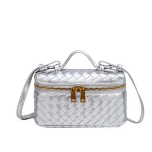 Eautyba Women's Silver Woven Crossbody Handbag