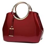 Elegant Burgundy Patent Leather Handbag and Purse