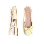 Chic Yellow Bow Slingback Ballet Flats for Women