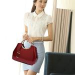 Elegant Burgundy Patent Leather Handbag and Purse