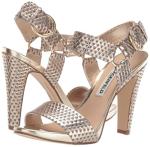 Karl Lagerfeld Gold Snake Ankle Strap Heels