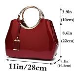 Elegant Burgundy Patent Leather Handbag and Purse