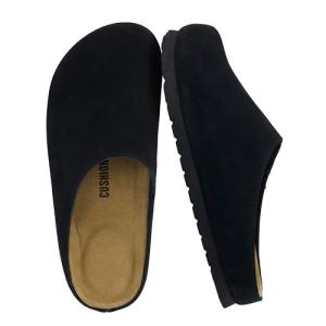 CUSHIONAIRE Lute Black Suede Leather Clogs for Women