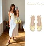 Chic Yellow Bow Slingback Ballet Flats for Women