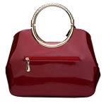 Elegant Burgundy Patent Leather Handbag and Purse