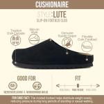 CUSHIONAIRE Lute Black Suede Leather Clogs for Women