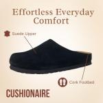 CUSHIONAIRE Lute Black Suede Leather Clogs for Women