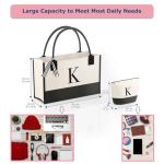 OATALY Monogram Canvas Tote Bag with Zipper Pockets