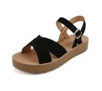 Chester-S Black Ankle Buckle Flat Sandals