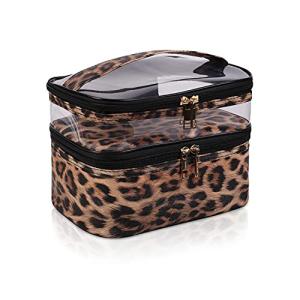 Leopard Print Double-layer Travel Makeup Bag