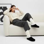 CUSHIONAIRE Lute Black Suede Leather Clogs for Women