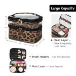 Leopard Print Double-layer Travel Makeup Bag