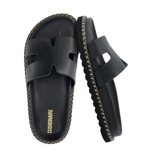 CUSHIONAIRE Women's Black Slide Sandals with Memory Foam