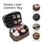 Leopard Print Double-layer Travel Makeup Bag
