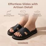CUSHIONAIRE Women's Black Slide Sandals with Memory Foam
