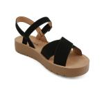 Chester-S Black Ankle Buckle Flat Sandals